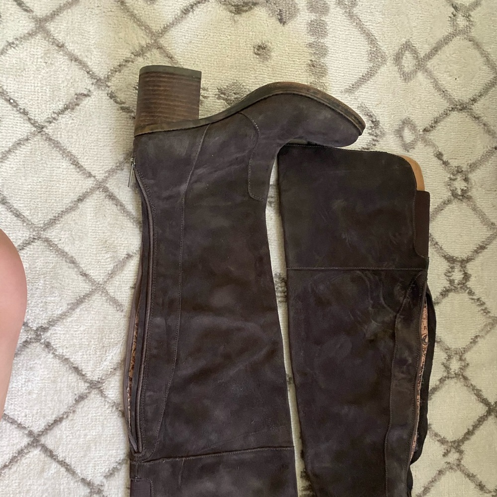 Lucky Brand over the knee charcoal gray boots